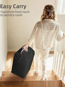 1 件大号和小号便携式洗衣篮带手柄，适用于客厅、浴室、T 恤、衬衫、多功能收纳篮