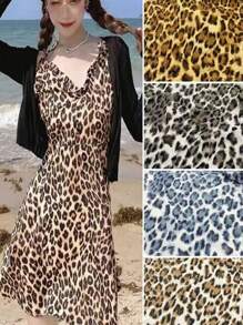 1 件豹纹四向弹力面料，适用于 DIY 包包、发带、裙子、服装