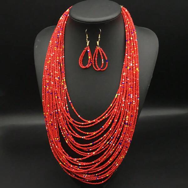 3pcs/Set Bohemian Style Acrylic Bead Multi-Layer Necklace & Earrings Set, Suitable For Women's Daily, Festival Party, Runway, Street, Vacation & Casual Outfit