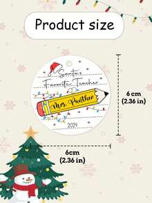 1pc Personalized Customized Acrylic Pendant, Customized Text, Can Be Hung On Gift Bags, Hanging Ropes And Other Places, With Decorative Significance, Pencil, Christmas Hat Pattern, Christmas Theme