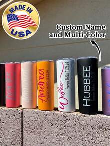1pc 20oz/600ml Personalized Tumbler, Custom Name Straight Cup, Reusable All-Season Drinking Cup, Cute Birthday Holiday Family Gathering Gift, For Restaurant Bedroom Office Teahouse Home School - Multicolor - View 1