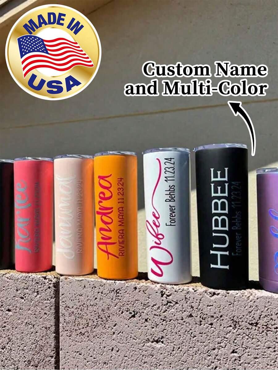 1pc 20oz/600ml Personalized Tumbler, Custom Name Straight Cup, Reusable All-Season Drinking Cup, Cute Birthday Holiday Family Gathering Gift, For Restaurant Bedroom Office Teahouse Home School - Multicolor - View 1