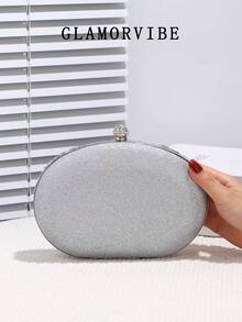 Luxury Women's Sparkling Crystal Decorated Mini Box Clutch Bag, Glamorous Sequin Evening Handbag, Elegant & Fashionable, Suitable For Formal Occasions, Parties, Weddings, Formal Attire, Galas, Graduations, Back-To-School Events, Best Gift For Ladies, Detachable Metal Chain, Can Hold Phone, Coins, Keys, Lipstick, Cosmetics, Wallet
