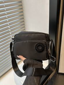 Ví đeo chéo mini đựng tiền xu, kiểu dáng cổ điển thời trang, chất liệu nylon màu trơn, thiết kế chữ cái trang trí, túi đeo vai có khóa kéo, nhiều ngăn, thích hợp cho các hoạt động thể thao ngoài trời, du lịch, mua sắm, đi làm, dự tiệc, hẹn hò và các dịp khác, túi xách thời trang dành cho nữ. - màu đen - Xem 6