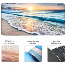 Large Keyboard Mouse Pad Set, Extended Mouse Pad+Keyboard Wrist Rest Support, Memory Foam Ergonomic Easy Typing, 4Pcs (35.4*15.9 In) Desk Pad Set For Home Office Study Game - Colorful-671326 - Beach - 查看 4