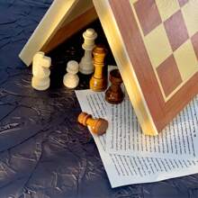 Ajedrez clásico de familia con plegado y almacenamiento para adultos, ajedrez de madera, regalo para Navidad, cumpleaños, Año Nuevo, regalo de juegos - Multicolor - Ver 7