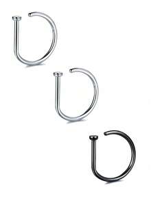 1pcs/Unisex Fake Pierced Nose Ring Nose Septum Non-Piercing Nose Clip Rock Hip Ring Stainless Steel Fashion Punk Body Jewelry - Bạc - Xem 9