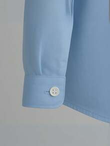 Children's White Long Sleeve Button Down Shirt 100% Cotton - Baby Blue - View 4