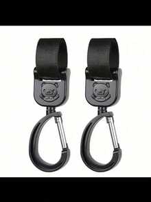 2pcs Baby Stroller Hooks For Bag, Electric Bottle Car Hanging Hook, High Landscape Car Hook Rotating Car Hanging Buckle Accessories-Hard Plastic, Light And Strong - Black - View 12