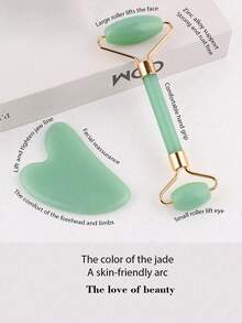 2件套/1件装面部美容按摩套装，包含双头按摩滚轮、三角刮痧板、冰模、身体刮痧按摩工具，绿色，美容，护肤，水疗，自我护理，护肤工具，面部护理，美容师用品，按摩，面部按摩工具，面部滚轮 - 綠色 - 查看 4