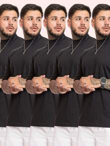 Kit Of 5 Premium Men's Oversized T-Shirts, Trap Street Style,  Bodybuilder, Father's Day - 5 người da đen - Xem 1