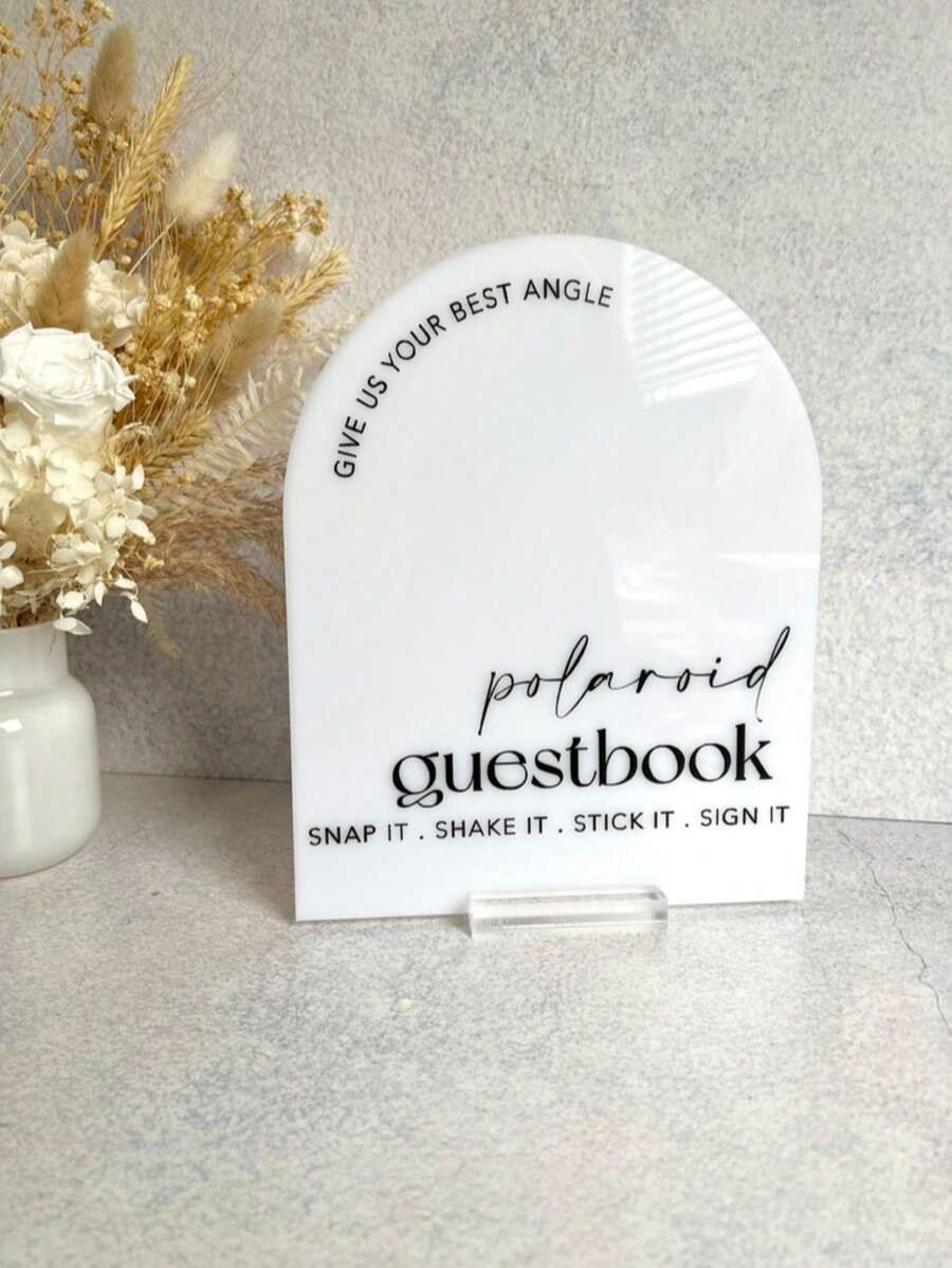 1pc Wedding Photo Guest Book Photobooth Guestbook Sign, Guestbook Sign - Acrylic Arch Sign,Wedding Photo Guest Book Sign Acrylic Wedding Signs For Ceremony And Reception White Photo Booth Sign With Stand For Anniversary Birthday Parties,Wedding,Graduation Party Sign Summer Gifts Beach Back To School School Supplies Room Decor