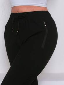 Women's Polyester Tie Pants - Black - View 2