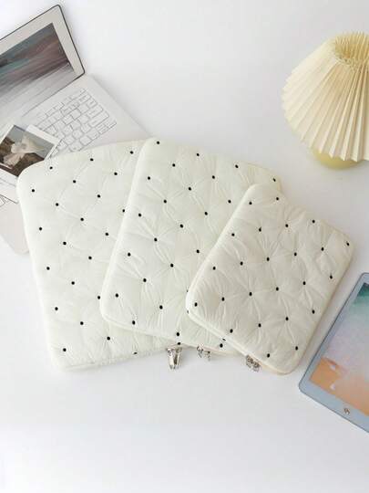 1 Piece Of New-Style Embroidered Polka-Dot Laptop Bag, Tablet Bag, Inner Bag, And New Notebook Storage Inner Bag. It Features A Fashionable, Simple And Fresh Style With An Embroidered Polka-Dot Design, Making It An Excellent Choice For Tablet Users.Laptop Bag For Women Mac Book Case College Essentials Back To School Laptop Sleeve Autumn University Essentials Mac Book Case