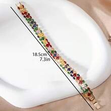 Colorful Crystal Bracelet,High-End Fashion,Cute Exquisite Dopamine,Colorful And Simple Temperament Hand Jewelry,Tennis Crystal Bracelet Sugar Cube,The First Choice For Weddings,Festivals And Parties,Elegant Gift - 彩色 - 查看 5