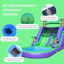 21 Ft(L) Inflatable Backyard Water Slide For Kids & Adults, Commercial Grade PVC Pool, 6 Ft Long Waterslide, Purple Outdoor Castle, Summer Fun, Dry Wet Use, No Blower,  21 X 9 X 12 Ft - Purple - View 5