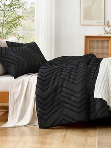 2/3pcs Black Geometric Floral Duvet Cover Set, Soft & Skin-Friendly, Suitable For Twin/Full/Queen/King Size Bed, All Seasons Home Decor, Bedding Gift, Machine Washable - Black - View 7