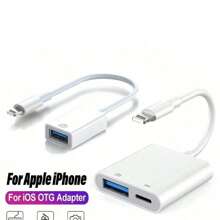 2-In-1 Lightning To USB & IOS Adapter, Compatible With IPhone 14 13 12 Pro Max XR 8 Plus 8, USB 3.0 Converter Cable For Mouse, Keyboard, Camera, Card Reader - Lightning - View 1