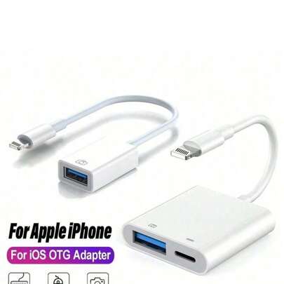 二合一 Lightning 转 USB 和 IOS 适配器，兼容 14 13 12 Pro Max XR 8 Plus 8，USB 3.0 转换线，适用于鼠标、键盘、相机、读卡器