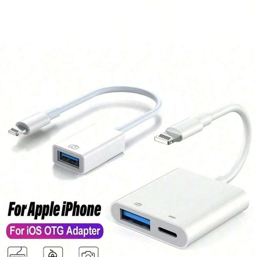 2-In-1 Lightning To USB & IOS Adapter, Compatible With IPhone 14 13 12 Pro Max XR 8 Plus 8, USB 3.0 Converter Cable For Mouse, Keyboard, Camera, Card Reader - Lightning - View 1