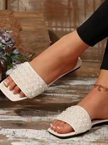 Elegante Damen Flache Sandalen mit Strass Verzierung