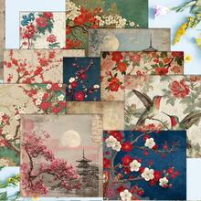 24/36PCS 5.9*5.9inch Plum Blossom Landscape Painting Scrapbook Paper Pad, High Quality Single Side Scrapbooking Creative Material Paper For DIY Scrapbooking, Card Making, Journaling & Art Crafts - Multicolor - View 4