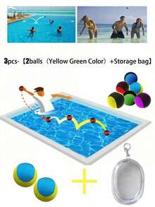 1/3/5个装耐用水上弹力球 - 高回弹橡胶材质，亮丽蓝/黄/黑波点设计，直径2英寸 | 适用于泳池游戏、沙滩活动、湖边休闲、成人水中健美操 - 彩色 - 查看 5