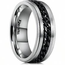Anillo de acero inoxidable para hombres de 8 mm, anillo de cadena de acero inoxidable 316L, anillo de ansiedad sin estrés para hombres y mujeres, banda de boda fresca y cómoda, talla 4-14
