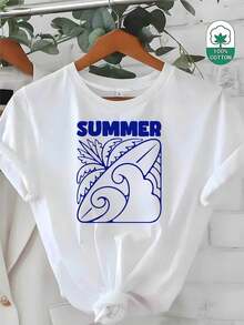 Graphic T-Shirt With Eric Carle's Caterpillar Theme, Heavyweight Pure Cotton Casual Digital Print T-Shirt, 220g T-Shirt, Gift, Summer, Unisex - 白色39 - 查看 1