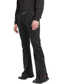 Men's Relaxed Stretch Vintage 60s 70s Bell Bottom Fit Comfort Flared Retro Leg Denim Jeanshalloween - Blackn - 查看 10