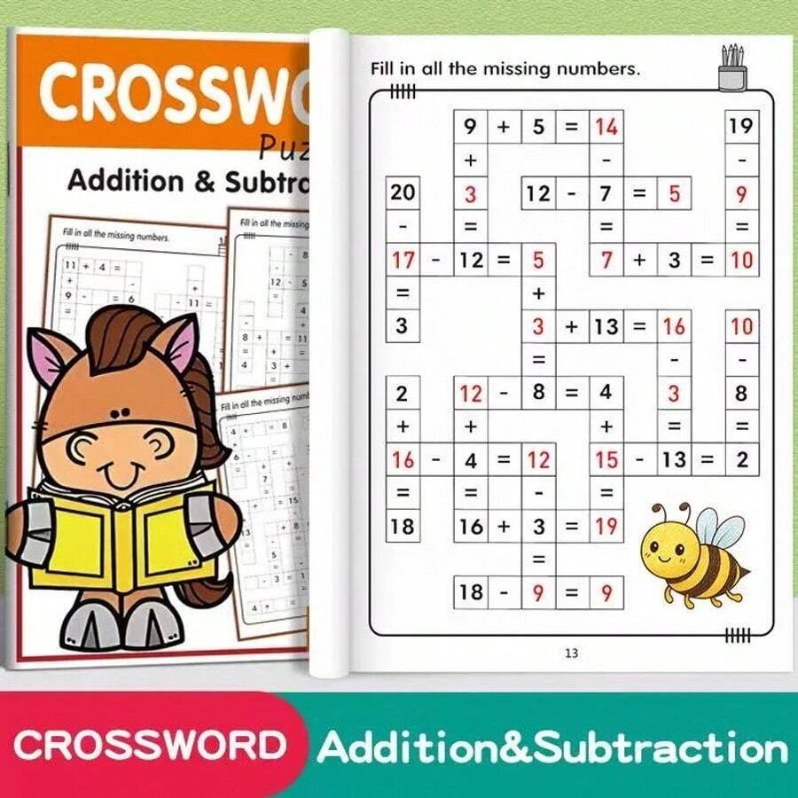1pc Math Practice Workbook, Practice Addition And Subtraction Within 20, Learn Formulas From Pictures, Decomposition Calculation. Fun Learning Picture Book, Edutainment, Quickly Become A Math Genius! - Multicolor - View 1
