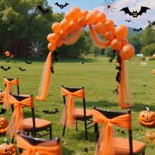 Orange Organza Chair Back Bow Decor, Organza Bow Decor Ribbon For Halloween, Weddings, Christmas, Easter, Outdoor Parties & Festivals. DIY-Friendly Bowknot For Various Holiday Decorations