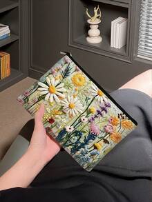 复古花卉化妆包 - 时尚拉链化妆品收纳包，轻便多功能洗漱包，便携式收纳包，送给妈妈、姐妹、女孩的完美礼物 - 彩色 - 查看 3