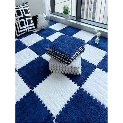 12/6片加厚绒毛拼接地毯，适用于更衣室、客厅、沙发垫、窗台和游戏室。可水洗，可裁剪。轻微起毛属于正常现象。