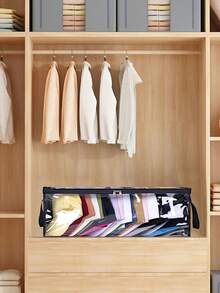 1 pieza Nuevo organizador de bolso plegable, bolsa de almacenamiento de tela no tejida de gran capacidad y de doble cubierta para sombreros, ropa, adecuado para el hogar, el armario, debajo de la cama, diseño transparente para una fácil visualización, bolsa de almacenamiento multifuncional - Multicolor - Ver 6