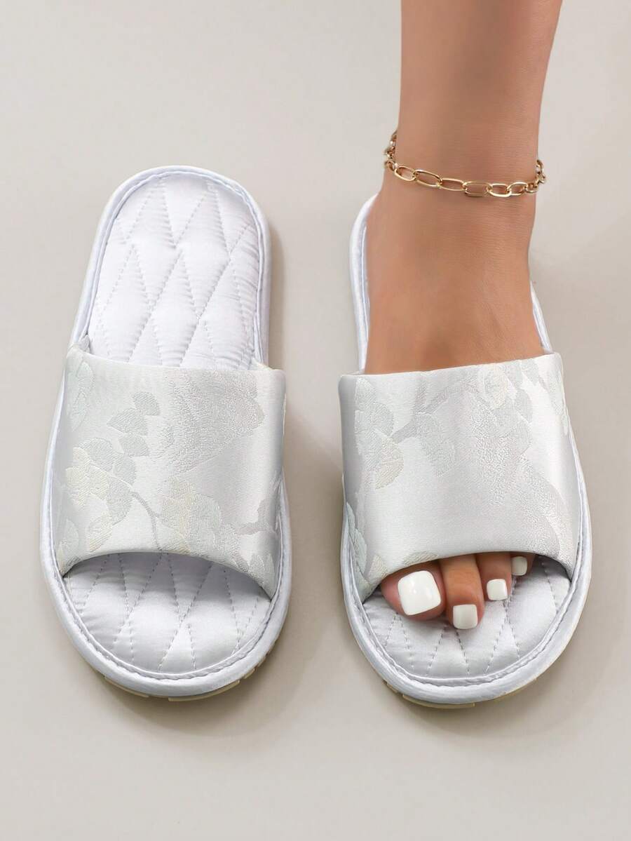 Elegante neue chinesische Stil bestickte Satin Offene Zehe Bequeme Damen Hausschuhe, rutschfest