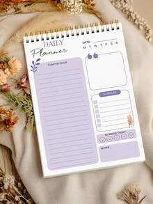 Trees 无日期待办事项笔记本/每日计划本/螺旋装订任务清单/日程安排本，提升效率，8.5英寸 x 5.5英寸，100克纸张 - 紫色 - 查看 3