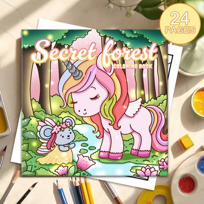 Secret Forest : Funny Cute Cozy Coloring Book For Adults – 24 Pages Forest Scene Coloring For Stress Relief: Suitable For Friends Who Love Coloring (Cozy Space Coloring)