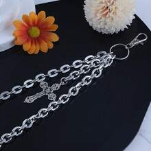 Punk Layered Pants Chain For Men Women, Silver Heart Cross Rivet Tassel Wallet Chains, Hip Hop Pocket Chains, Goth Jewelry Key Chain Wallet For Men - 樣式12 - 查看 7