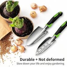 DHNWBAYD Gardening Hand Tool Set 3 Pack -Heavy Duty Gardening Kit With Non-Slip Soft Ergonomic Handle, Great Garden Gift For Women Men[Stainless Steel] - 預設 - 查看 5