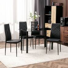 Ensembles de table et chaises de salle à manger - Noir - Voir 2