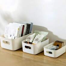 10 piezas Cajas de almacenamiento de escritorio blancas, organizadores de cajones, cestas de almacenamiento para uso doméstico, ropa interior, calcetines, cosméticos, cajas de almacenamiento de oficina de gran tamaño - Multicolor - Ver 6