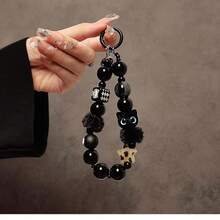Black Velvet Cat Bead Mobile Phone Chain, Wrist Strap, Mobile Phone Case, Car Keychain, Bag Pendant. - màu đen - Xem 3