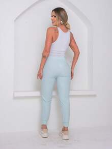 Women's Polyester Tie Pants - Light Wash - View 6