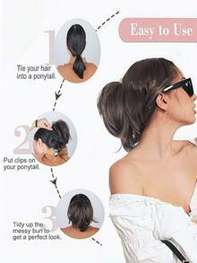 Women's Claw Clip Bun, Synthetic Hair Extensions, Short Straight Ponytail, Daily Hair Accessory - Multicolor - View 9