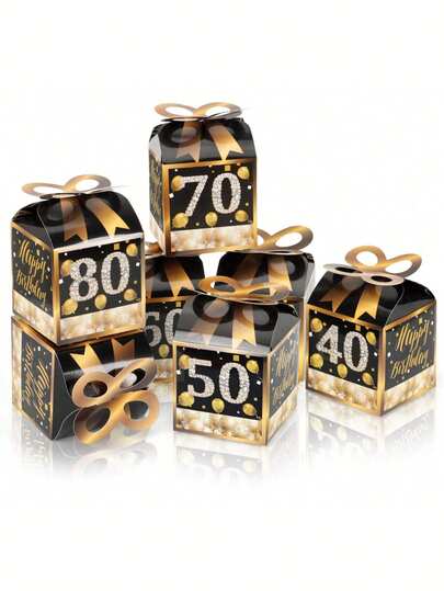 30 scatole regalo per feste di compleanno in nero, incluse scatole commemorative per 15°, 40°, 50°, 60°, 70° e 80° anniversario, regali per feste di compleanno, articoli commemorativi per anniversari, decorazioni per ospiti di matrimoni, regali per ospiti di matrimoni, regali di San Valentino, forniture per cucina e bar, bomboniere per feste