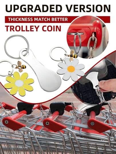 1 Stück Upgrade 2,8mm Edelstahl Einkaufswagen Chip Schlüsselanhänger, dicker, 1 Pfund Dicke, besser geeignet für europäische Länder wie Großbritannien, Schlüsselanhänger, keine Münzen erforderlich, praktisch