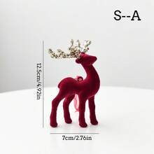 1/4 Stücke Weihnachts-Rentier-Ornamente, Weihnachtsbaum-Anhänger, weinrote Samt-Elch-Dekoration, Weihnachtsdekoration, Heimdekoration