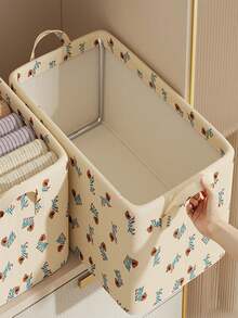 Caja de almacenamiento de tela cubo tejido azul. Con doble asa, adecuado para organizadores familiares, vuelta al colegio, mudanza, caja de almacenamiento plegable