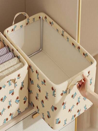 Caja de almacenamiento de tela cubo tejido azul. Con doble asa, adecuado para organizadores familiares, vuelta al colegio, mudanza, caja de almacenamiento plegable